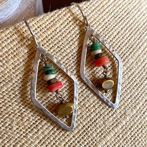 Silpada Colorful Array Sterling Silver 925 Diamond-Shaped Drop Earrings W3509